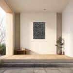 玄関に知的なアクセントを添える抽象 キャンバスアート