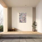 玄関に印象的なアクセントを添える抽象 キャンバスアート