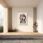 モダンな抽象アートを玄関に飾ったイメージ