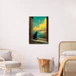 寝室に映える黒猫 キャンバスアート