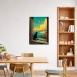 ダイニングに物語性を添える黒猫 キャンバスアート