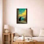 黒猫 キャンバスアートを飾ったリビング空間