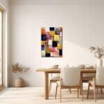 ダイニングで楽しむドット模様の抽象アートイメージ