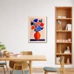 ダイニングに軽やかな彩りを添えるブルーフラワー キャンバスアート