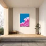 流線が印象的な抽象アートを玄関に飾ったイメージ