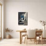 青の階段ピラミッド キャンバスアートのダイニング設置イメージ