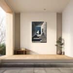 青の階段ピラミッド キャンバスアートの玄関設置イメージ