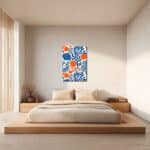 寝室に爽やかな彩りを添えるボタニカル キャンバスアート