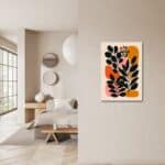 玄関に洗練された温もりを添えるボタニカル キャンバスアート