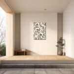 玄関に穏やかなアクセントを添えるボタニカル キャンバスアート