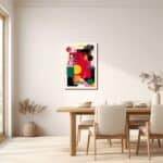 ダイニングに飾ったポップな幾何学キャンバスアートの設置イメージ