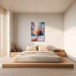 寝室に飾った光彩の一本木キャンバスアートの設置イメージ