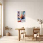 ダイニングに飾った抽象的な雪原と一本木アートの設置イメージ