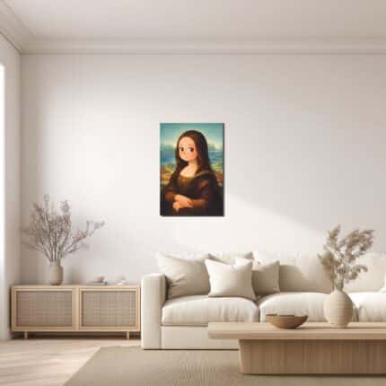 童話風モナリザのキャンバスアートをリビングに飾ったイメージ