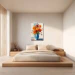 寝室に華やかな彩りを添えるフラワー キャンバスアート