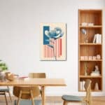 ダイニングに映えるフラワー キャンバスアート