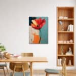 ダイニングに映えるフラワー キャンバスアート