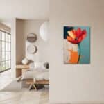 玄関に鮮やかなアクセントを添えるフラワー キャンバスアート