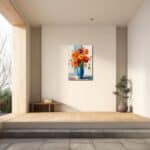 玄関に上品な華やぎを添えるフラワー キャンバスアート