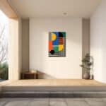 玄関に印象的なアクセントを添える幾何学 キャンバスアート