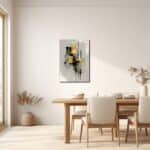 ゴールド抽象アートをダイニングに飾ったイメージ