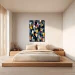 玄関に飾ったときの印象がわかるモダン抽象アートの設置イメージ