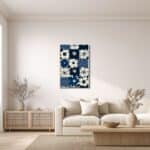 格子状の花モチーフアートをダイニングに飾ったイメージ