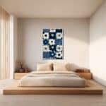 ネイビーとアイボリーの北欧アートを玄関に飾ったイメージ