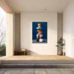 玄関に合わせた色面ブロックの抽象キャンバスアートイメージ