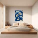 濃紺の花模様を寝室に飾ったイメージ