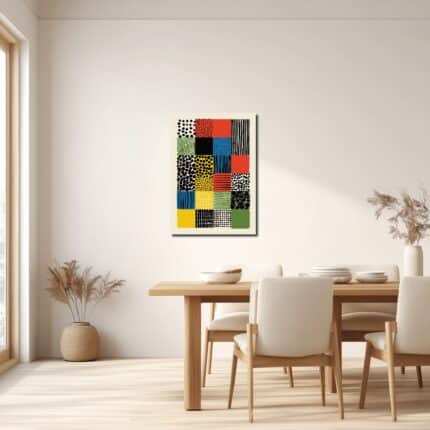 抽象アートをリビングに飾ったイメージ