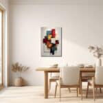 縦構図の抽象アートをダイニングで楽しむ配置イメージ