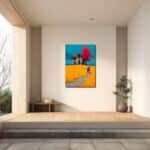 寝室で楽しむ幻想的な風景キャンバスアートの配置イメージ