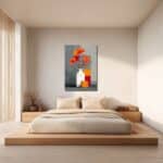 寝室に飾った白い花瓶のフラワーアートの設置イメージ