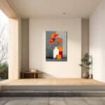 玄関に飾るモダンな静物フラワーアートのイメージ