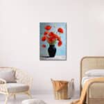 寝室に映えるレッドポピー キャンバスアート