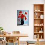ダイニングに華やかな彩りを添えるレッドポピー キャンバスアート