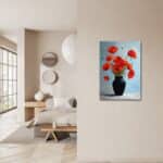 玄関を上品に整えるレッドポピー キャンバスアート