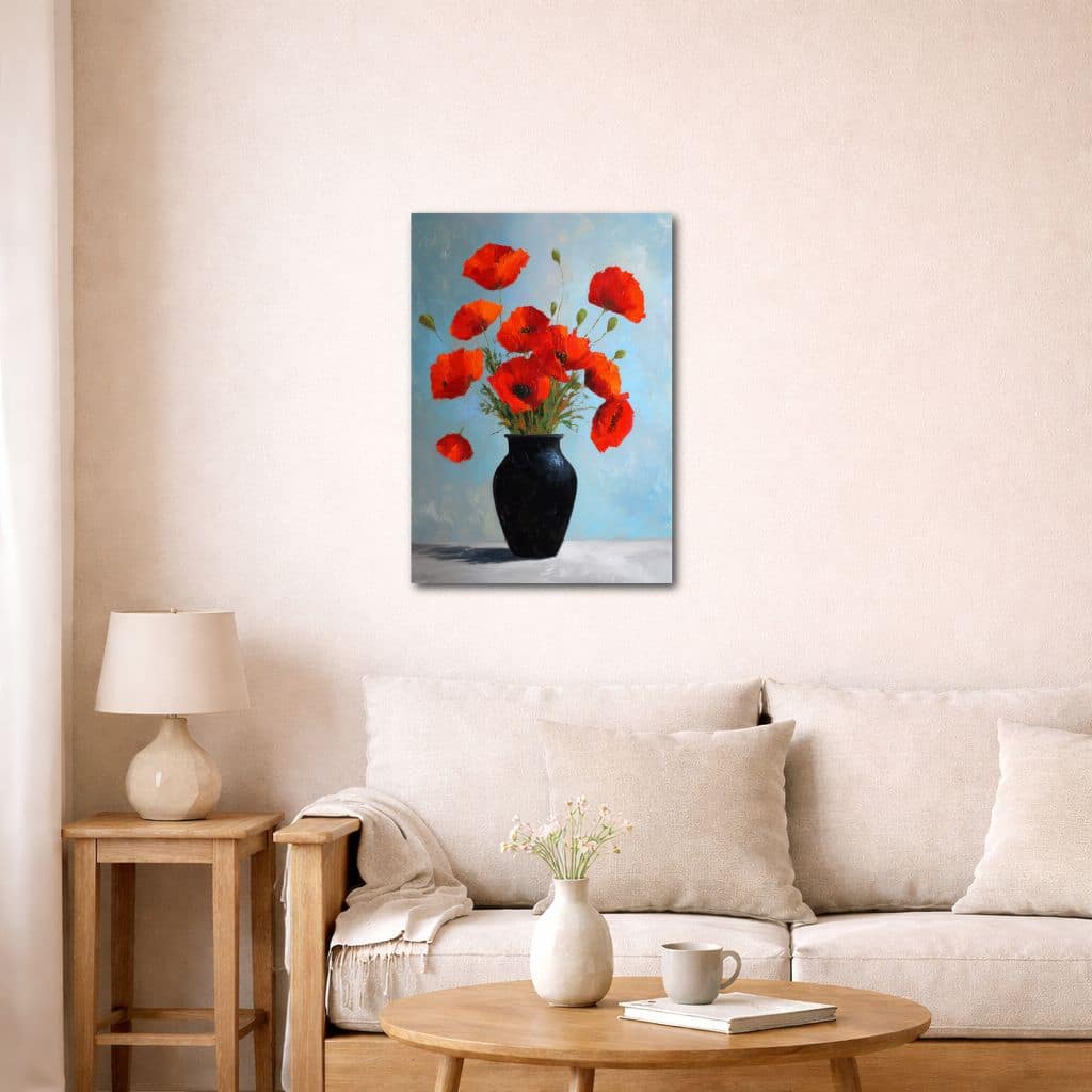 red-poppy-canvas-art-livingroom-ma-10081 レッドポピー キャンバスアートを飾ったリビング空間