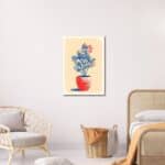 寝室に映えるレッドポット ボタニカル キャンバスアート