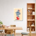 ダイニングをモダンに彩るレッドポット ボタニカル キャンバスアート