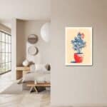 玄関に軽やかな彩りを添えるレッドポット ボタニカル キャンバスアート