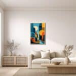 リビングに飾ったアーチと植物影のキャンバスアートイメージ