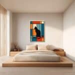 黒猫のシルエットアートを寝室に取り入れたコーディネートイメージ