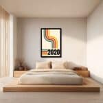 レトロポップな数字アートを寝室に飾ったイメージ