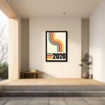 生成りベースのグラフィックアートをダイニングに飾ったイメージ