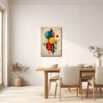 レトロ幾何構成アートをダイニングに飾ったイメージ