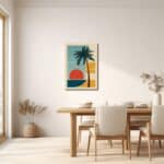 ダイニングに合わせた南国ポスター調キャンバスアートの設置イメージ