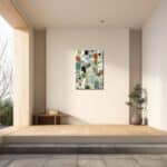 玄関に飾る知的で都会的な幾何学キャンバスアートの設置イメージ