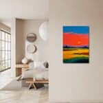 玄関に軽やかな開放感を添えるサンセット フィールド キャンバスアート